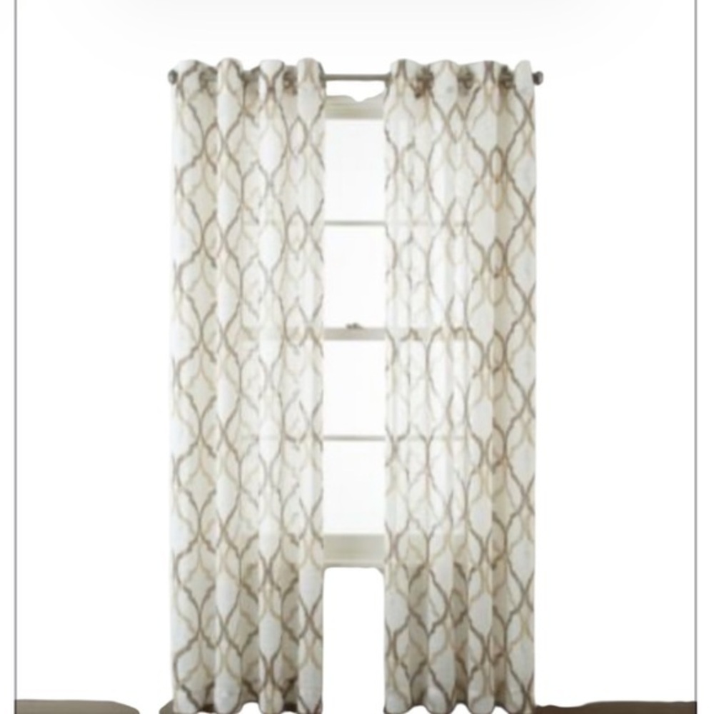 JCPENNY HOME Presidio Grommet Panel Golden coconut sheer 63"